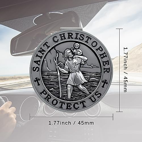 Ploreway PW-SC11 St. Christopher Medal For Car, Metal Saint Christopher Visor Clip thumb #3
