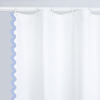 12 Beach Bathroom Ideas for a Fresh Coastal Mood 34 YINFUNG Scalloped Shower Curtain Cotton Blue White Bathroom Curtains Tex...