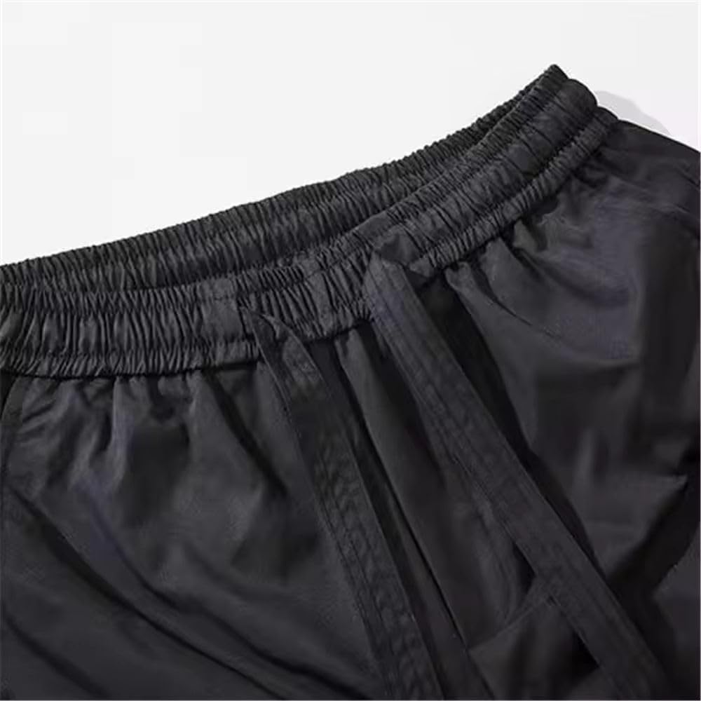 Black Summer Tactical Shorts Multi Pocket Loose Fit Elastic Waist Streetwear