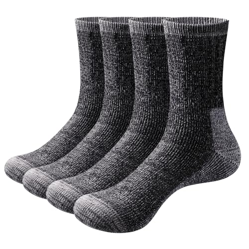 GiveGift Merino Wool Blend Cushioned Mens Socks Cozy Fleece Warm Thermal Socks Padded Winter Boot Socks for Men Size 9-12, 2 Pairs