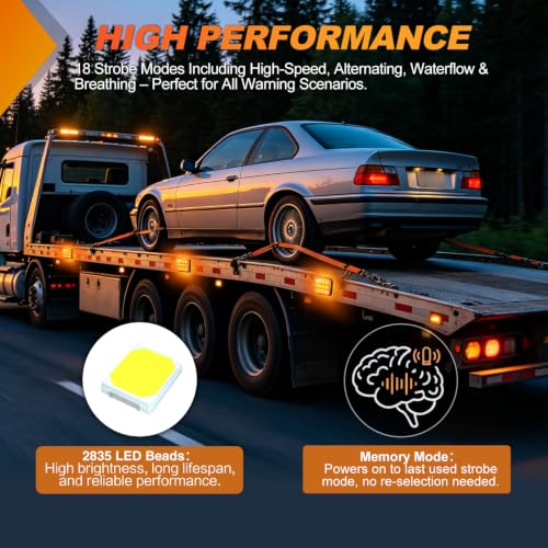 Image of Nilight Magnetic Strobe Lights 2PCS Amber 12 LED Rechargeable Warning | 18 Flash Patterns Waterproof Wireless Emergency Hazard Beacon for Trucks Trailers Snow Plows Buses Cars