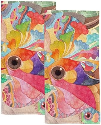 ZHIMI Hand Bath Towels for Bathroom Set of 2 Fantasy Birds Botanical Colorful Fingertip Towel Water Absorbent Soft Polyester for Kitchen Gym Spa Face Salon 30x15Inch