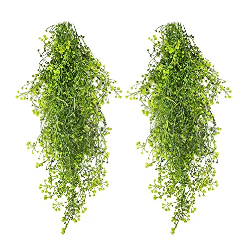 Musdoney 2Pcs Artificial Hanging Plants Fake Ivy Vine Fake Vine Plant For Wall Home Garden Wedding Party Indoor Outdoor Office Decor(Green) #TOP24