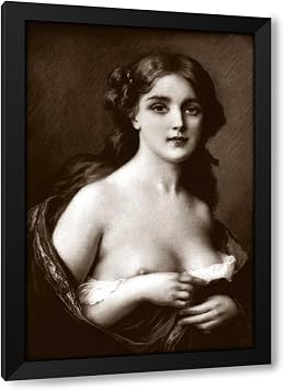 ArtDirect - Vintage Nudes 13x18 Black Modern Framed Art Print Titled Woman as Art