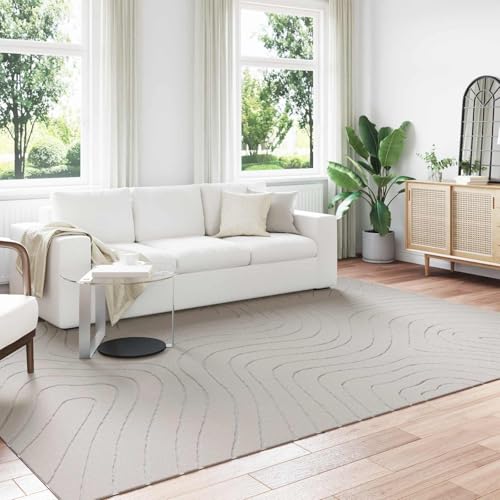Image of Ordellia Palmeras Area Rug, Cream, 280 x 200 cm, Polyester, Non-Slip and Washable, Easy to Clean for Living Room, Hallway, Patio, Suitable for Underfloor Heating, Versatile and Durable