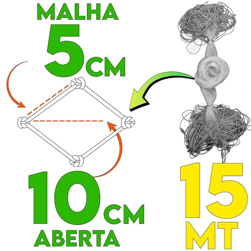 Rede Redinha Pronta Malha 10cm (50mm) 15mts Fio 0,40 A2,40mt