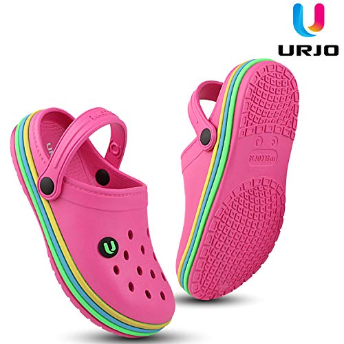Image of URJO Rainbow Kid's Clogs /Sandals with Adjustable Back Strap Ultra Soft & Flexibility Anti Skid Comfortable Waterproof Daily Mules Clogs /Sandals Boy's & Girl's