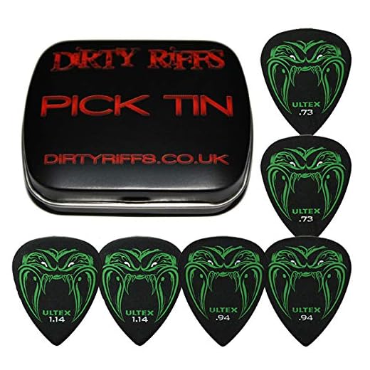 Dunlop Black Fang - Púas para guitarra (6 unidades, 2 de cada tamaño)