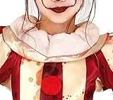 FIESTAS GUIRCA | Striped Clown Child Fancy Dress (10-12 years) - Dress, Trousers and Collar for Girls - Clown Costumes for Halloween and Themed Parties - Ideal for Girls - Beige and Maroon - Image 4