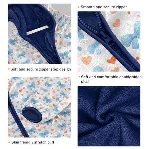 Bows Love Heart Boys Fleece Coat,Children's Zip-Up Hoodie Jacket,Baby Warm Fashion Outerwear 3-10T,A1132723