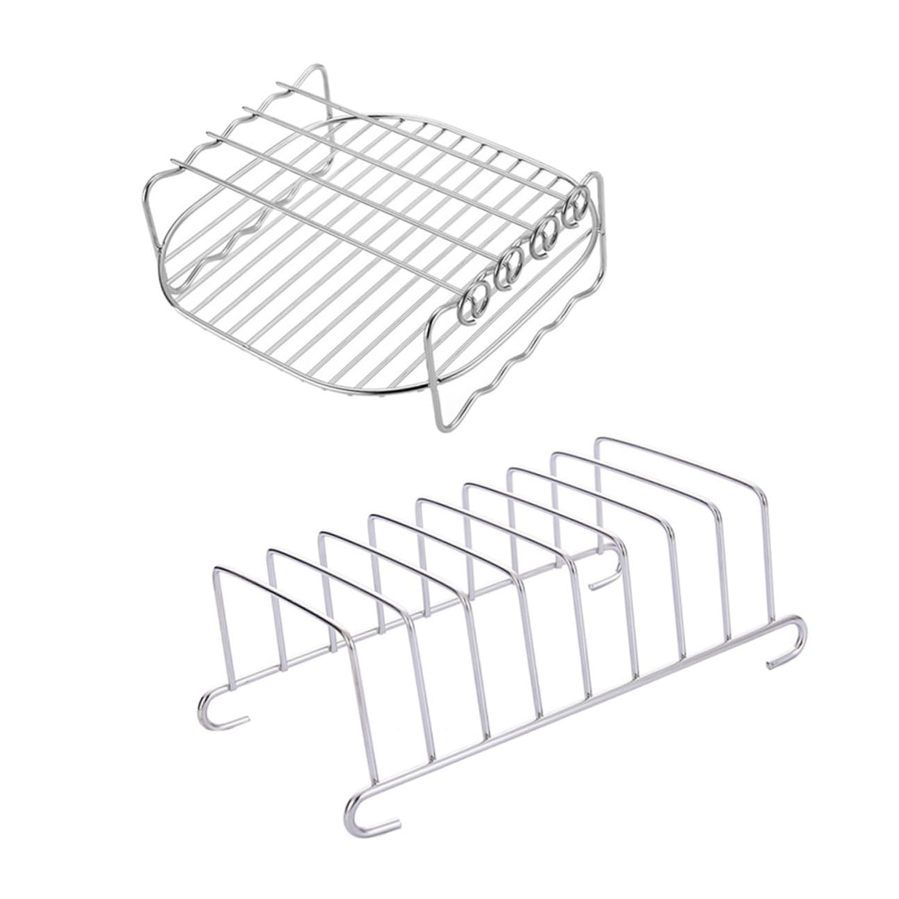 Accesorios para Freidora de Aire para Dorar Segura y Confiable 2 Piezas Rejilla de Acero Inoxidable Superficie Lisa para Cocina Doméstica