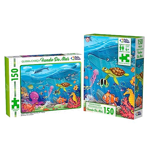 Pais & Filhos | Quebra‑Cabeça Infantil Fundo do Mar 150 Peças | Puzzle Educativo para Crianças +4 anos | Jogo de Raciocínio e Coordenação Motora