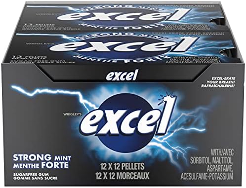 Excel Sugar-Free Gum, Strong Mint, 12 Count {Imported from Canada}
