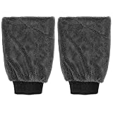 JININOSEU 2pcs Schrubby Putzhandschuhe Mikrofaser Waschhandschuh Auto, Vielseitigkeit Mikrofaser Waschhandschuh für Autopflege Aushalt Kueche Bad