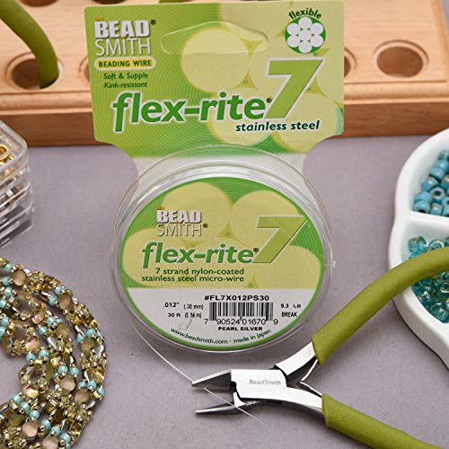 Pearl Silver Flex Rite Beading Stringing Wire .012 Inch 30 Feet Nylon Coated Stainless Steel 7 Strand Tigertail 8Lb Break #TOP5