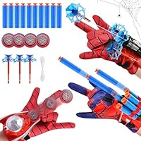 3 Set Spiderm Launcher Handschuh,Spiderm Handschuhe,Super Spiderm Launcher,Kids Spiderm Hero Handschuhe mit Saugnapf-Darts und Frisbee,Spiderm netzwerfer,Spiderm Hero Handschuhe,Geschenk für Kinder(B)