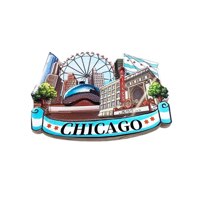 Imán Decorativo Souvenir Chicago Landmarks miniatura 2