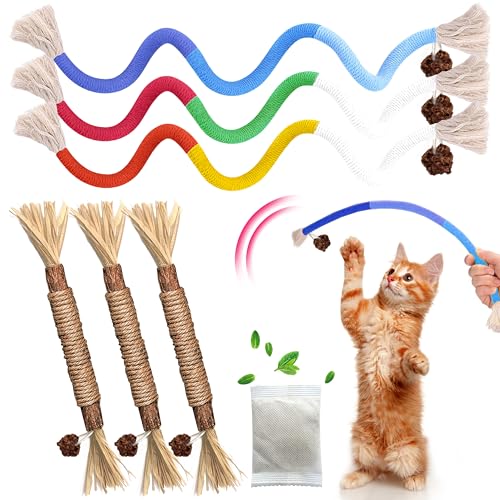 Silvervine Sticks Cat Chew Toys for Indoor Cats Dental Care Teeth Cleaning Natural Kitten & Cat Teething Toys for Health Catnip Toys Cat Chew Rope Suitable for All Breeds of Aggressive Chewers Cat