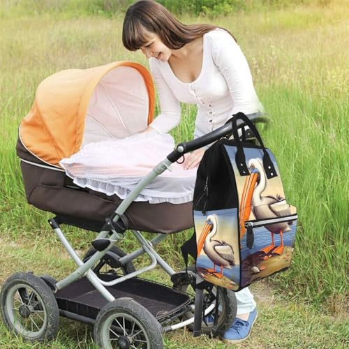 Sac à dos à langer étanche grand format avec motifs cœurs pour l'allaitement