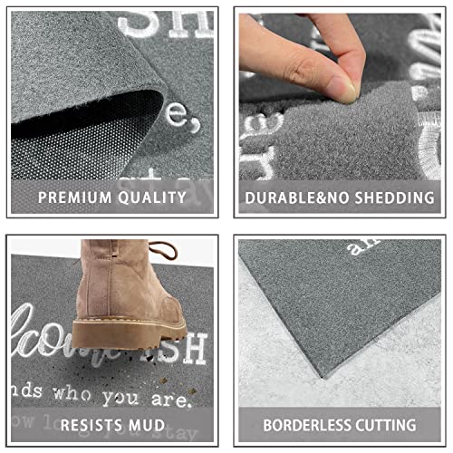 JJUUYOU Large Welcome Mats Outdoor Front Door Mat Indoor Entrance with Non Slip Rubber Back Funny Welcome-ish Rugs Durable Floor Rug for Kitchen Entryway Laundry Light Gray 120X45CM - Image 4