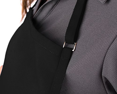 Kng 6 Pack - Black Adjustable Bib Apron - 3 Pocket #TOP3