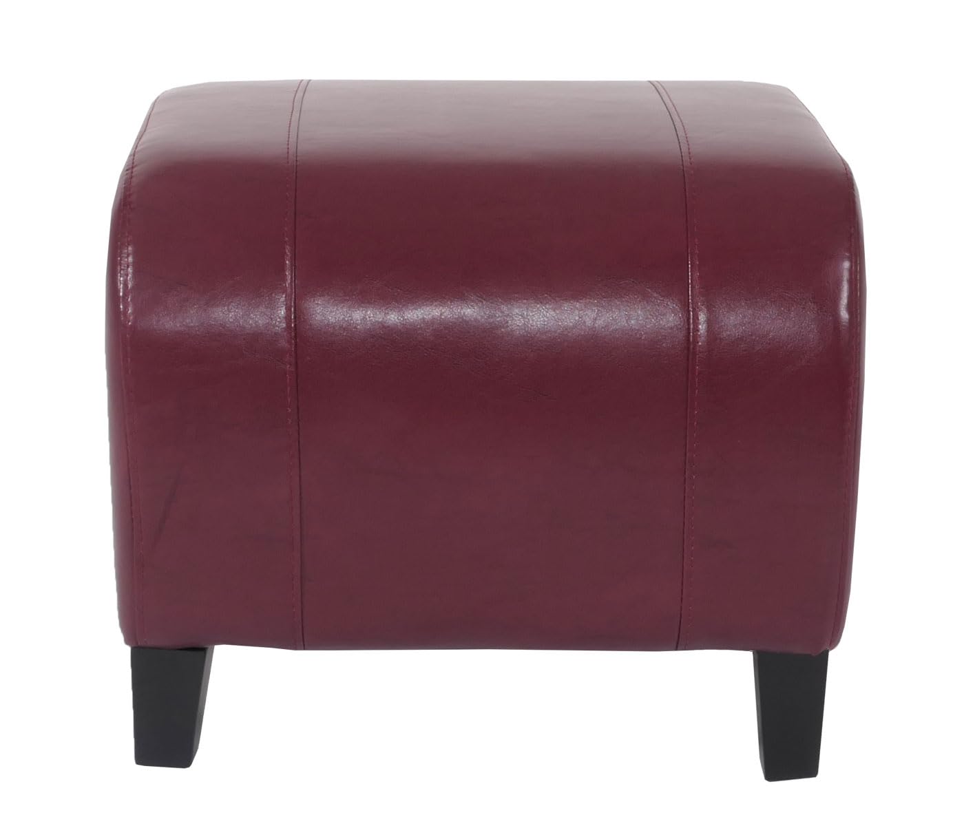 Mendler Hocker Emmen, Leder + Kunstleder 37x45x47cm - rot