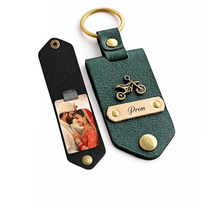 Personalised Leather Keychain with Custom Name & Charm, Unisex, Modern Style, Customisable-image-30