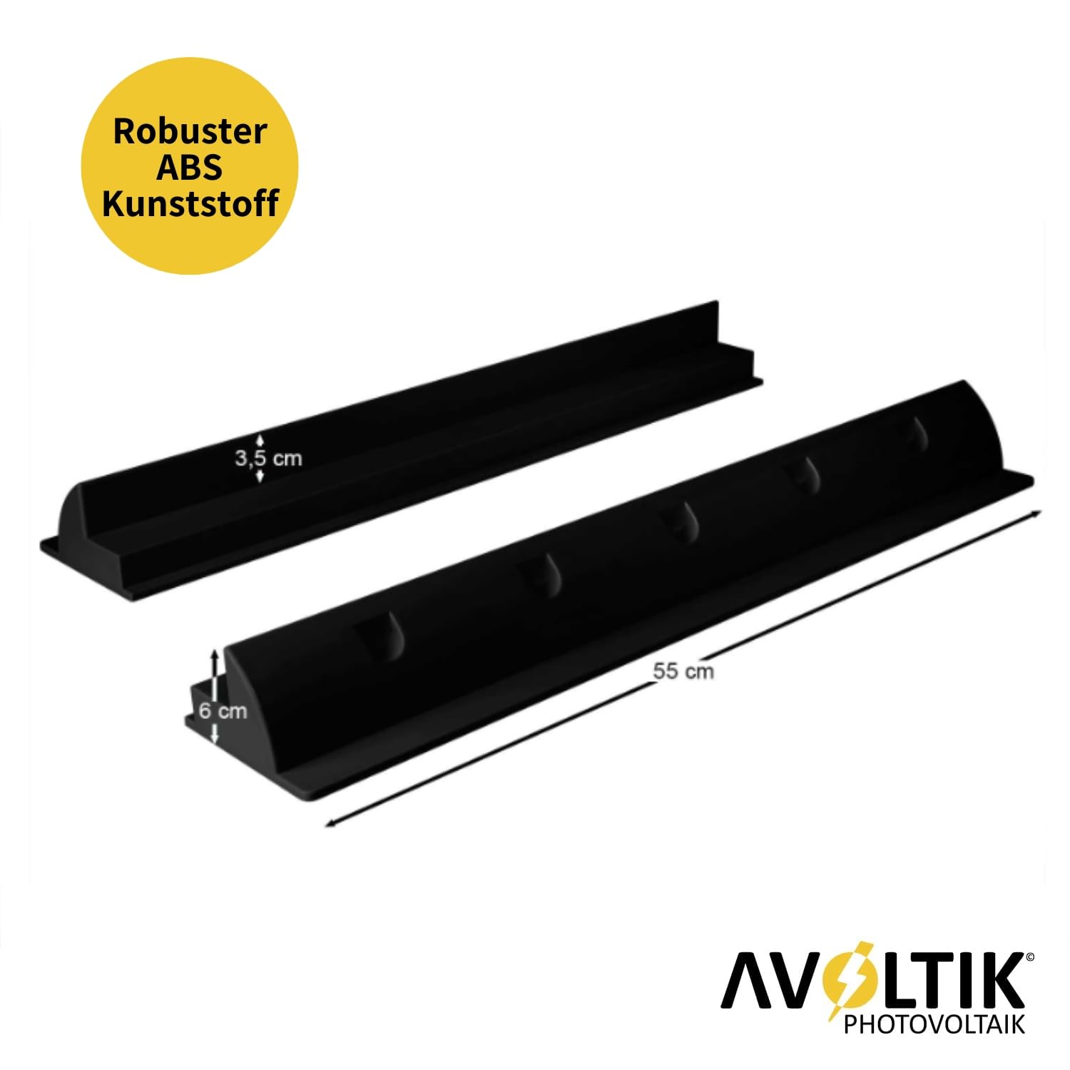 Avoltik Solarpanel Halterung spoiler geeignet für Wohnmobil, Boot, Flachdach, Wohnwagen I wetterbeständig aus ABS Kunststoff in schwarz 68cm I Solarpanelhalterung Halterung Solar inkl. Schrauben