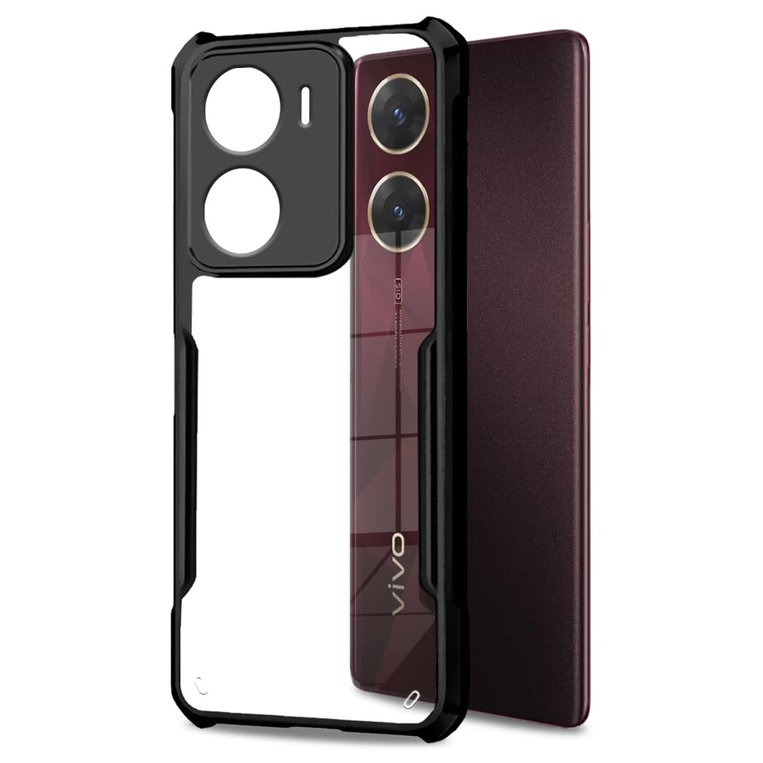 Fashionury Ultra-Hybrid Crystal Clear Back Cover Case for Vivo V29e 5G | Total Camera Protection | Shockproof Design | Transparent Back (PC & TPU) Vivo V29e 5G (Black Bumper) (B0CJPWVRWG) Amazon Price History, Amazon Price Tracker