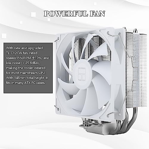 Thermalright Assassin X 120 SE White CPU Air Cooler, 4 Heat Pipes, TL-C12CW PWM Quiet Fan CPU Cooler with S-FDB Bearing, for AMD AM4 AM5/Intel 1700/1150/1151/1200 3