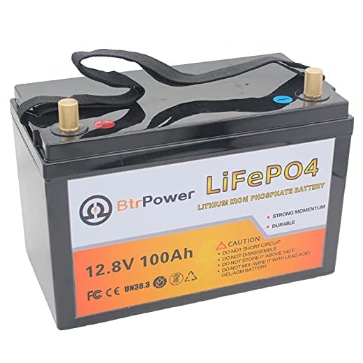 BtrPower 12V 100AH Lithium Battery,5000+ Deep Cycle LiFePO4 Battery with Built-in 100A BMS fit for Home Storage,Trolling Motor,RV,Off-Grid System,Solar Power System,Marine