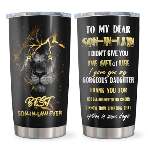 Qatdey Son In Law Gifts Tumbler 20oz, Wedding/Christmas/Birthday Gifts for Son-In-Law from Mother In Law by Qatdey - Used condition - US$5.61