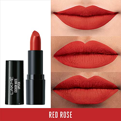 Image of Lakme Cushion Matte Lipstick, Red Rose, 4.5 g