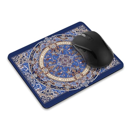 Non-Slip Rectangle Mousepad, WIRESTER Vintage Oriental Blue Persian Floral Rug Mouse Pad for Home, Office and Gaming Desk