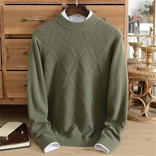 Winter Cashmere Sweater Men's 100% Cashmere Half Turtleneck Knitted Diamond-Shaped Casual Thin Bottoming Warm Sweater4