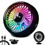 Auto Ventilator USB, 360° Mini Lüfter 3-Gang mit LED-Licht, Leistungsstarker Leise, Abnehmbarer Sockel, Ventilator Auto für Lkw Wohnmobil Boot Wohnwagen SUV Auto Zuhause Büro (Schwarz)