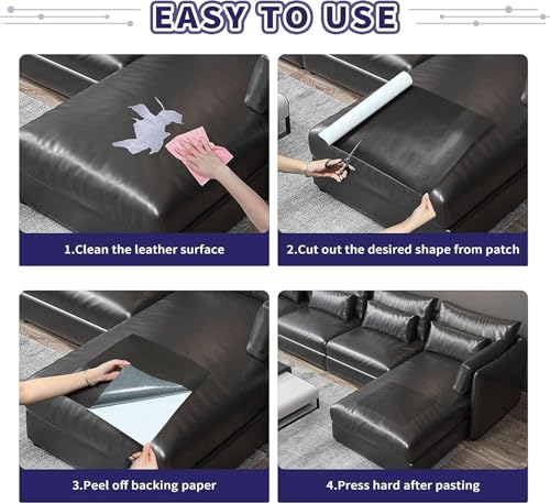 Image of Self-Adhesive Genuine Leather Repair Patch30x60cm for Sofa Repair Car Seats Jackets Durable Adhesive Sheet Waterproof for Couches Furniture Bags. (4, Black)