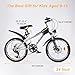 Bueuwe 20 24 Inch Mountain Bike for Kids Ages 6-12 Year Old, Teenager Bicycle with Front Suspension and Disc Brakes, 7 Speeds Drivetrain, Multiple Colors,Silver,24 Inch