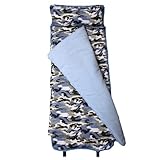 SoHo Blue Camouflage nap mat for Toddler Preschool Day Care with Pillow Lightweight Rolled nap mats Blue