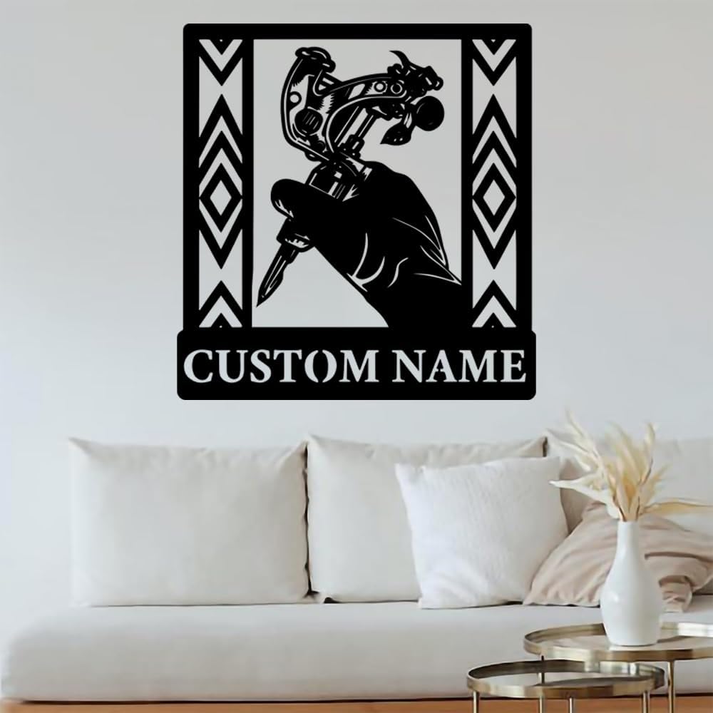 Custom Metal Tattoo Wall Art, Personalized Tattoo Metal Wall Sign, Tattoo Studio Decor, 10-24 inches Signs - Image 5
