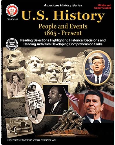 Mark Twain People and Events American History Workbook for Grades 6-12, 6th Grade―12th Grade American History Books, World War I & World War II US History Workbook, Classroom or Homeschool Curriculum