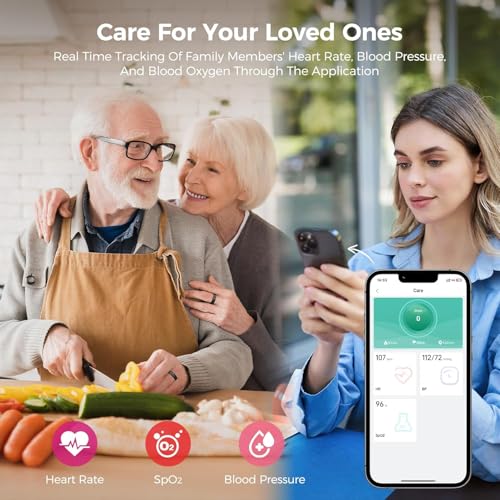 Image of Smart Ring for Women & Men, Health Tracker Ring with Heart Rate, Blood Oxygen,Blood Pressure, IP68 Waterproof Fitness Ring, Sleep Tracker for iPhone and Android, No APP Fee (Silver, 10#)