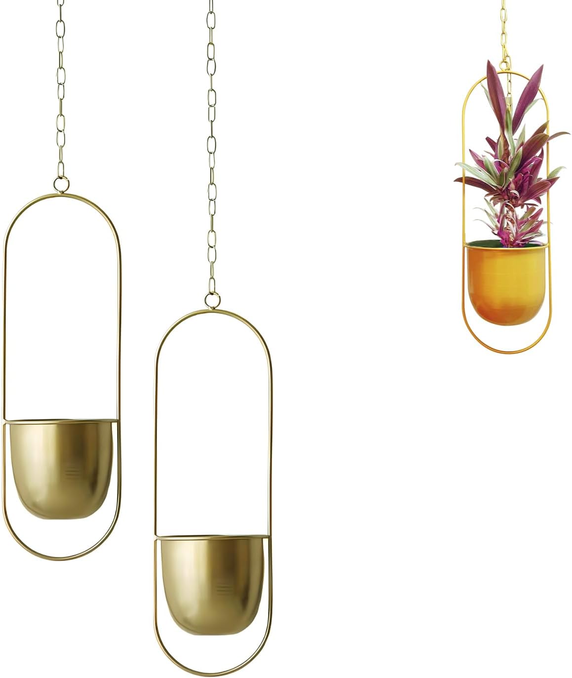 LIKEUDO Pack of 2 Black Metal Ceiling Hanging Flower Pot Hanging Basket