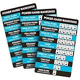 Poker Hand Ranking Card (3 Pack) Texas Hold’em Cheat Sheet for Beginners & Pros – Quick Reference Guide to Poker Hands, Odds & Rankings – Casino, Tournament & Home Game Accessory (Plastic)