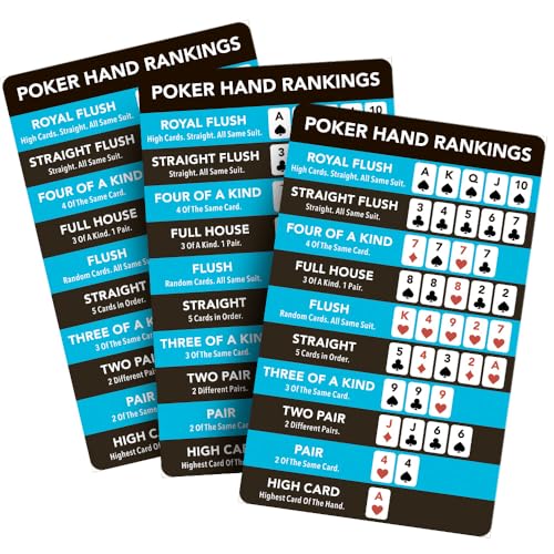 Poker Hand Ranking Card (3 Pack) Texas Hold’em Cheat Sheet