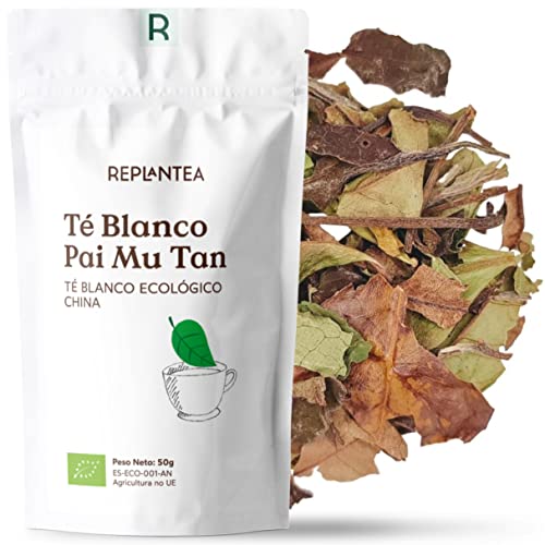 TE BLANCO PURO 100% Ecológico (+30 Tazas) | Té Blanco Pai Mu Tan Puro a Granel 50g REPLANTEA®