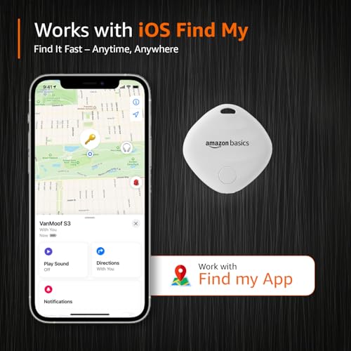 Image of Amazon Basics Aero Tag for iOS | Apple Find My Network Tracker | Bluetooth 5.3 | No SIM Needed | Anti-Lost & Loud 80dB Alert | Item Finder- Keys, Wallets, Bags |Lightweight & 1-Year Battery(White)