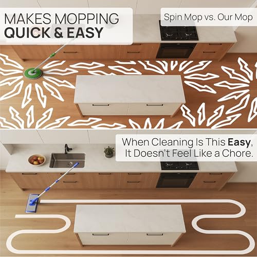 18” Pro Microfiber Hardwood Floor Mop - Cleans Floor in Seconds | Dust & Wet Mopping | Hardwood, Tile, Laminate & Vinyl with 3 Washable Pads, No Buckets Needed with Deluxe Household Mop - Thumbnail 5