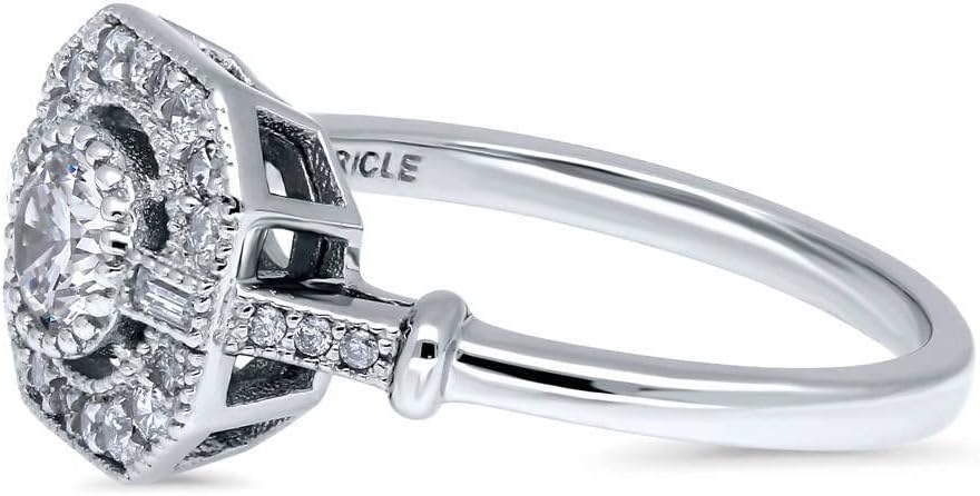 BERRICLE Sterling Silver Art Deco Rings for Women, Cubic Zirconia CZ Ring - Image 3