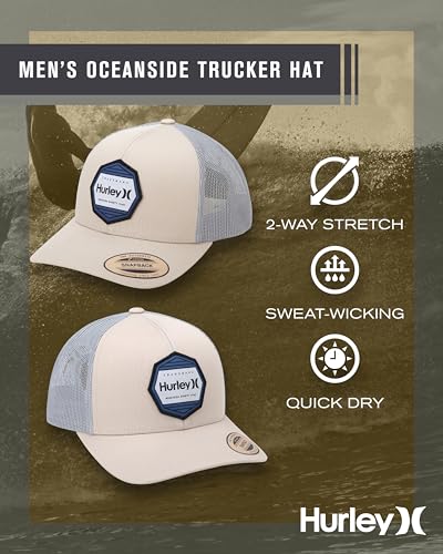 Image of Hurley Mens Hat Beach Break Trucker Water Resistant Baseball Cap | Durable Nylon Ripstop Withstands Sun, Salt and Surf, Adjustable Closure Delivers a Custom Fit for Waves or Streets